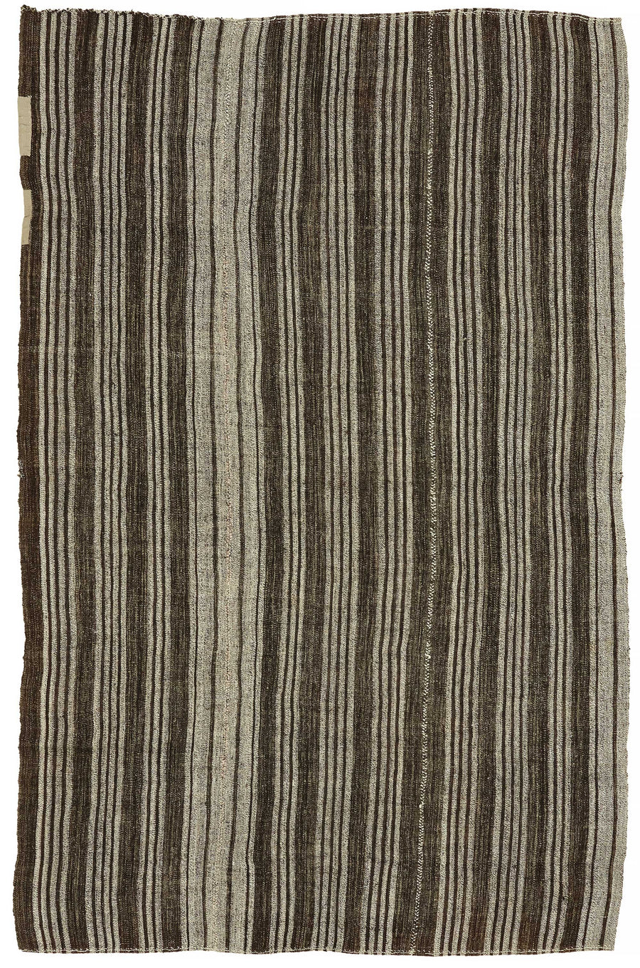Truvo Etnik Çizgili Kahverengi ve Gri Vintage Kilim 190x298 cm