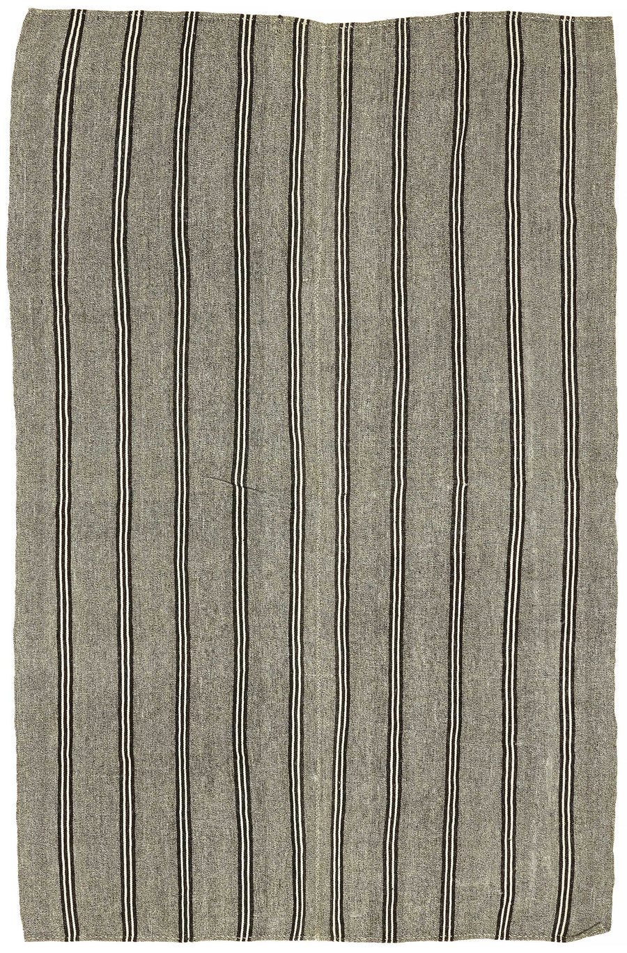 Kilim Truvo gris anthracite tissé, moderne à rayures, 220x330 cm