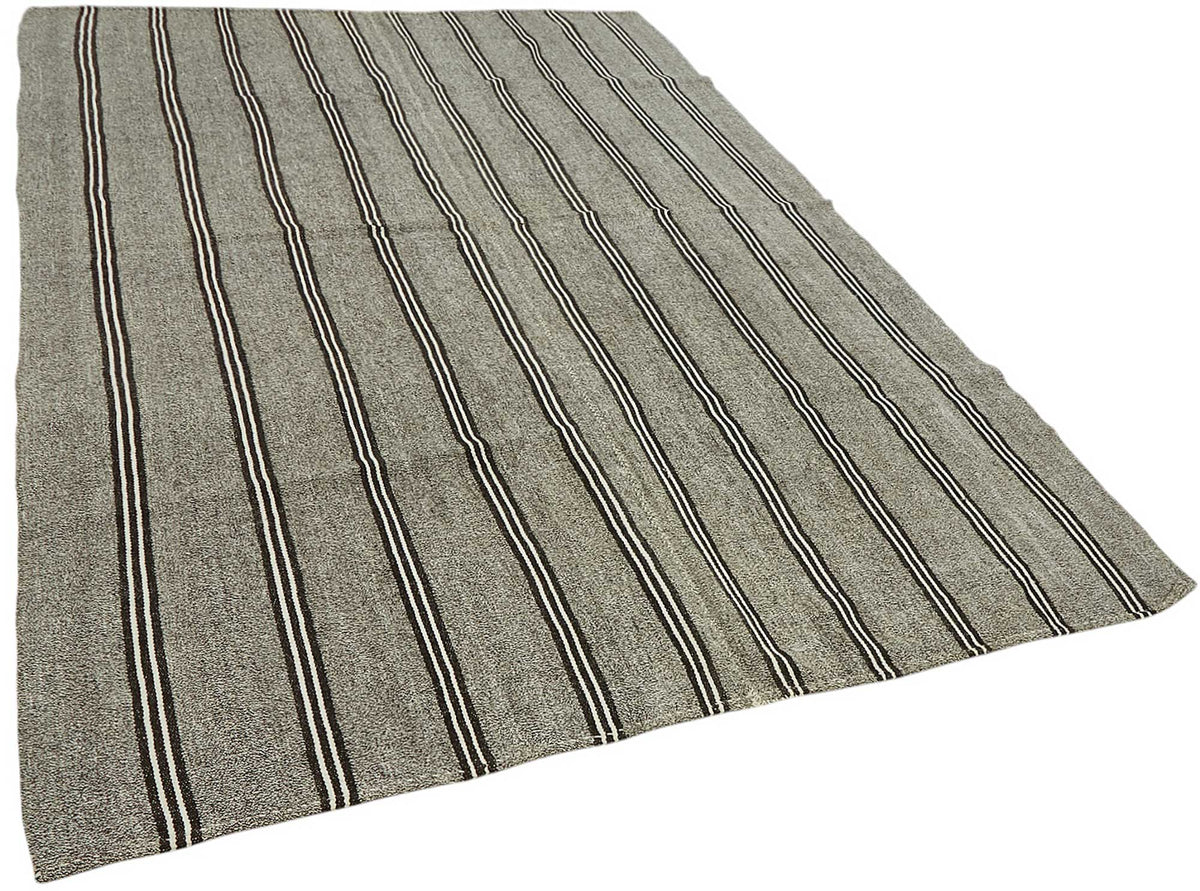 Truvo Modern Kilim Antrasit Gri Çizgili Dokuma 220x330 cm – genel görünüm