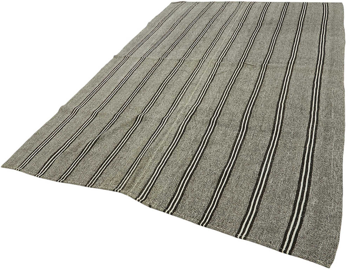 Truvo Modern Kilim Antrasit Gri Çizgili Dokuma 220x330 cm – doku yakın çekim