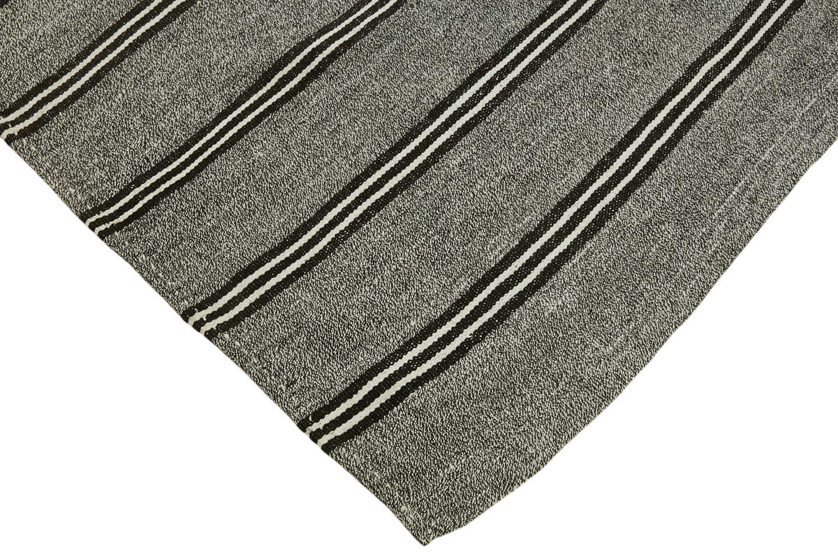 Truvo Modern Kilim Antrasit Gri Çizgili Dokuma 220x330 cm – detay görünümü