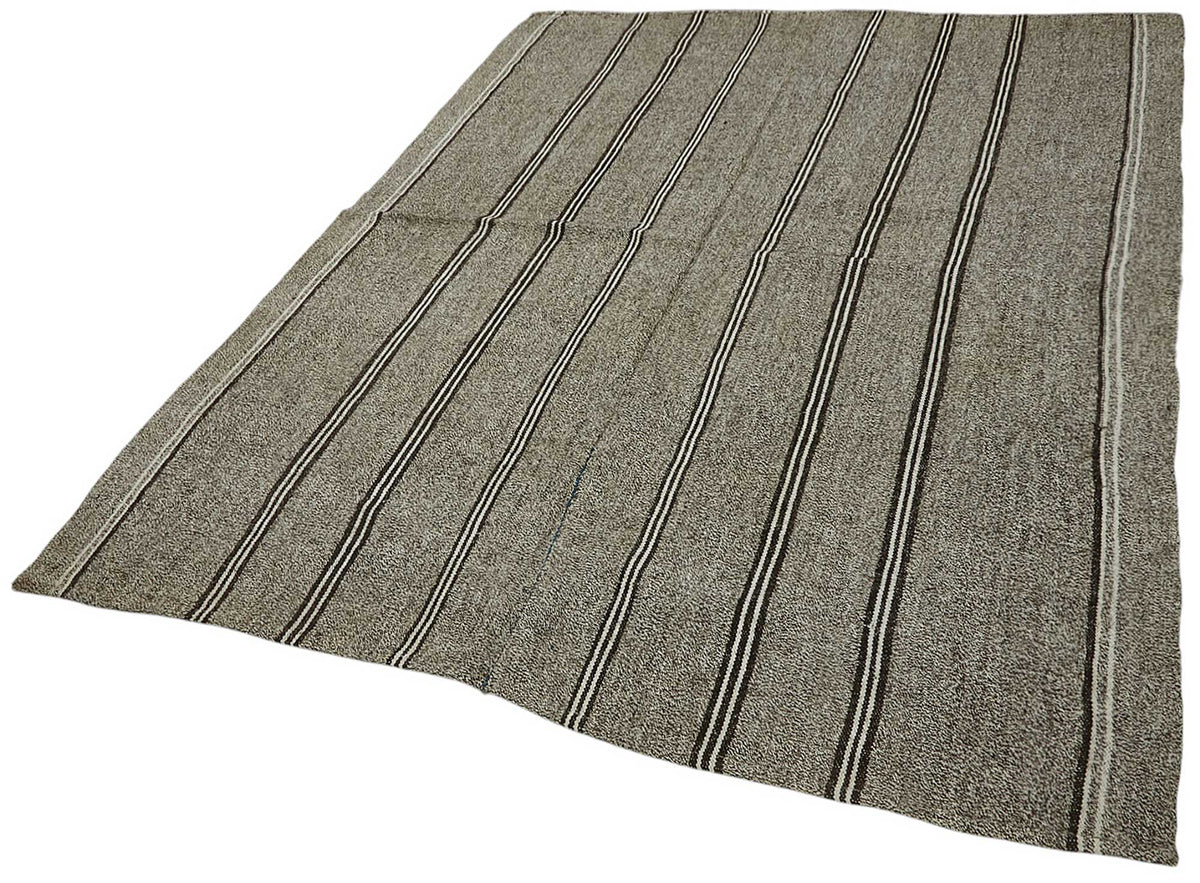 Truvo Çizgili Siyah Gri Modern El Dokuma Kilim Halı 182x240 cm – doku yakın çekim