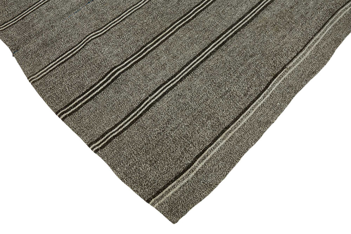Truvo Çizgili Siyah Gri Modern El Dokuma Kilim Halı 182x240 cm – detay görünümü