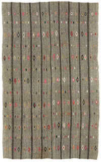 Truvo Gri Çok Renkli Keçi Kılı Geometrik Kilim 194x324 cm 47206