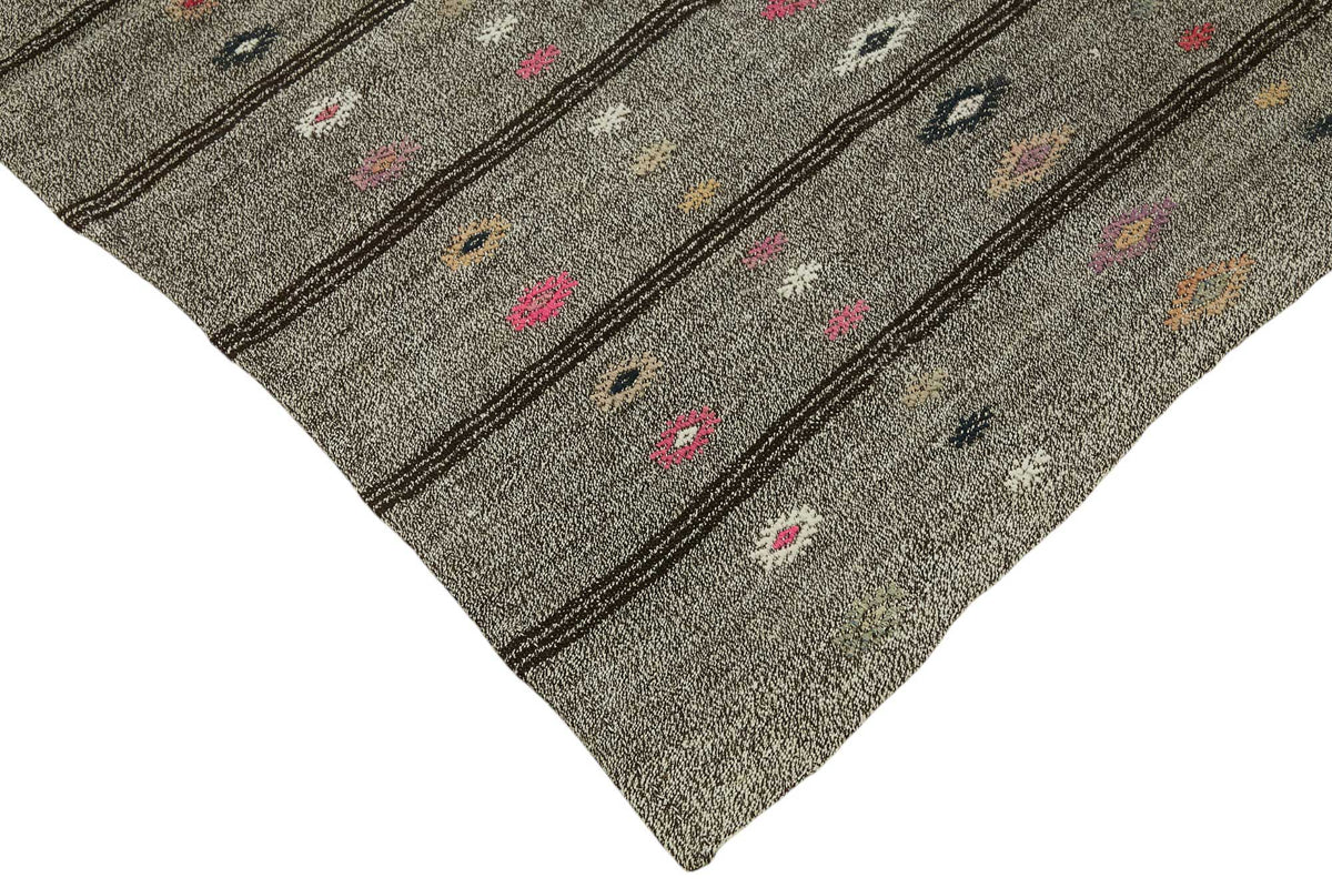 Truvo Gri Çok Renkli Keçi Kılı Geometrik Kilim 194x324 cm 47206 – detay görünümü