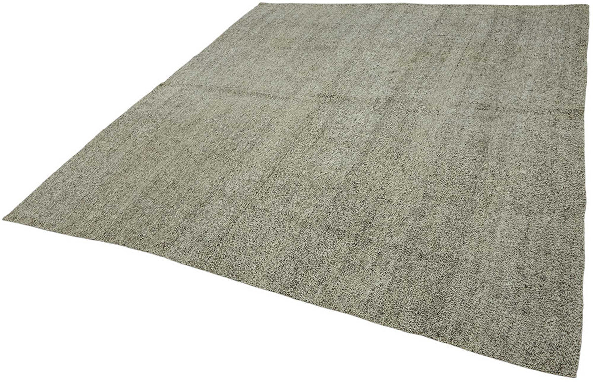 Truvo Gri Bej Düz Modern El Dokuma Kilim 243x260 cm – doku yakın çekim