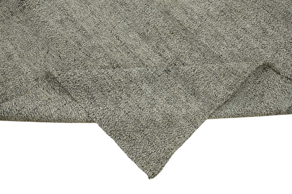 Truvo Gri Bej Düz Modern El Dokuma Kilim 243x260 cm – kenar detayı
