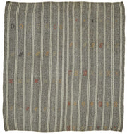 Truvo Gri Kırmızı Çizgili Keçi Kılı El Dokuma Kilim 193x200 cm