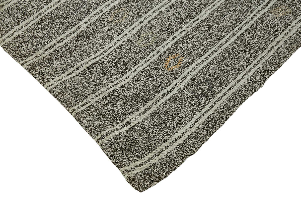 Truvo Gri Kırmızı Çizgili Keçi Kılı El Dokuma Kilim 193x200 cm – detay görünümü