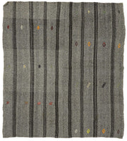 Truvo Gri Siyah Çizgili Keçi Kılı Kilim 208x233 cm 47210