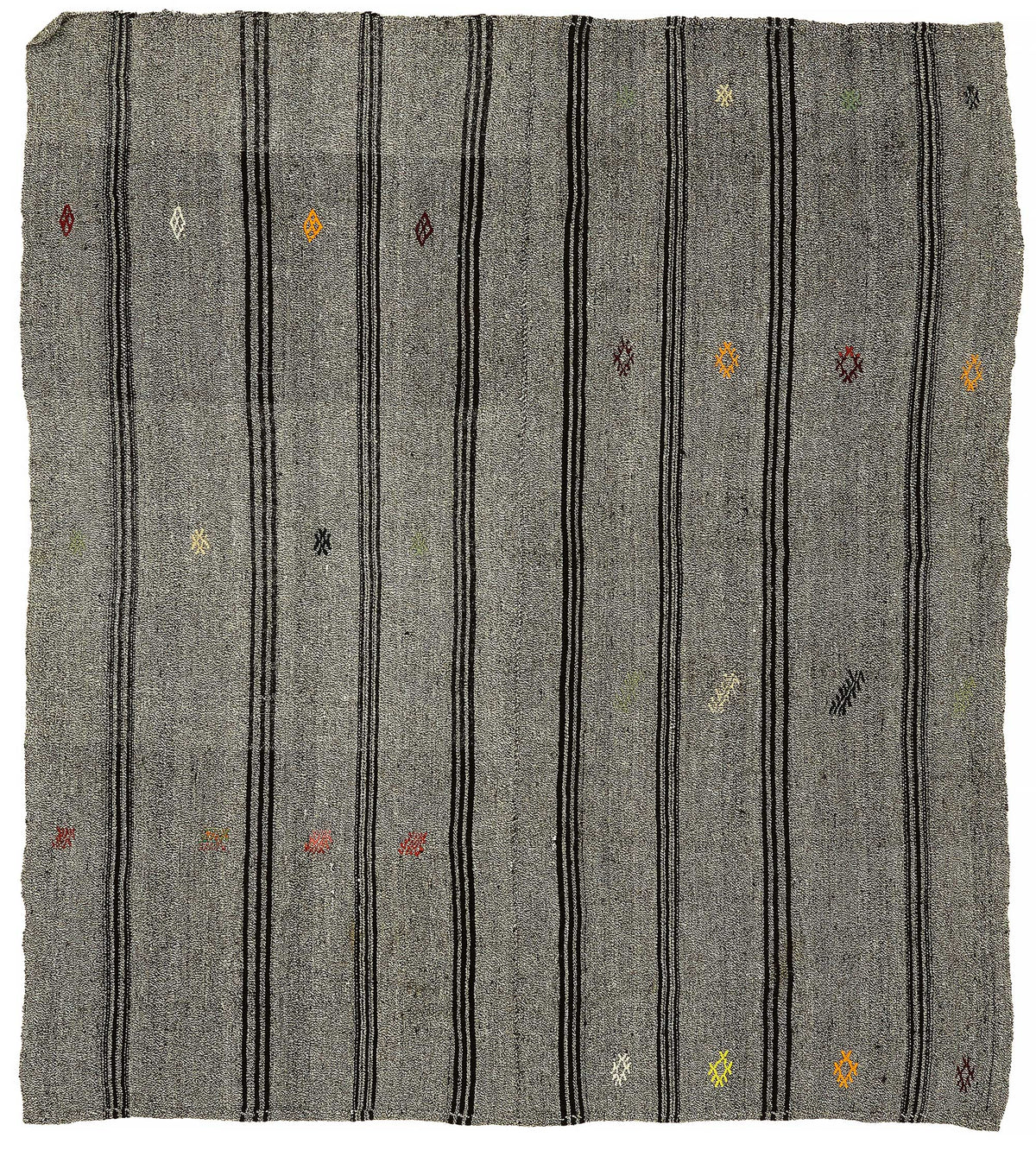 Truvo Gri Siyah Çizgili Keçi Kılı Kilim 208x233 cm 47210