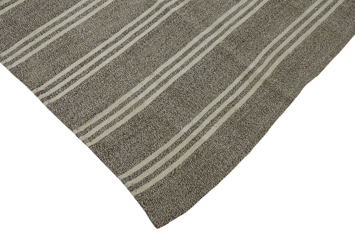 Truvo Gri Ekru Çizgili Keçi Kılı El Dokuma Kilim 235x305 cm – detay görünümü