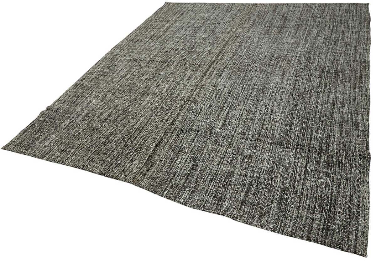 Truvo Antrasit Gri Desensiz Modern Keçi Kılı El Dokuma Kilim 242x287 cm – doku yakın çekim