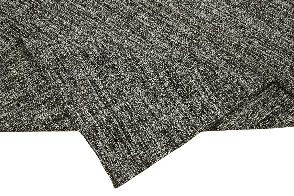 Truvo Antrasit Gri Desensiz Modern Keçi Kılı El Dokuma Kilim 242x287 cm – kenar detayı