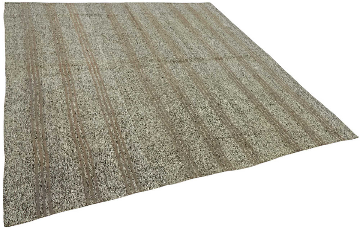 Truvo Antrasit Gri Taba Çizgili Keçi Kılı Dokuma Modern Kilim 230x245 cm – genel görünüm
