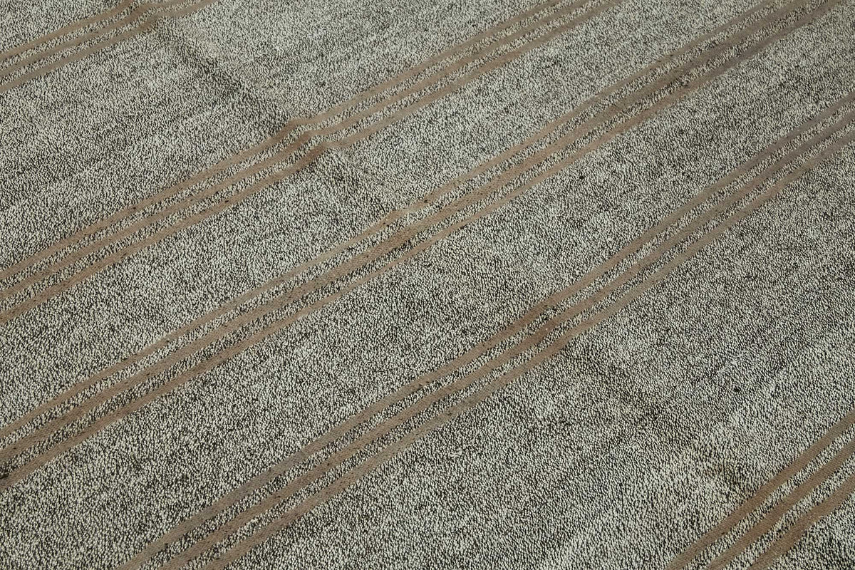 Truvo Antrasit Gri Taba Çizgili Keçi Kılı Dokuma Modern Kilim 230x245 cm – mekânda kullanım