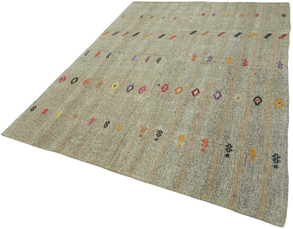 Truvo Geometrik Kilim Çok Renkli Etnik Desenli 177x244 cm – doku yakın çekim
