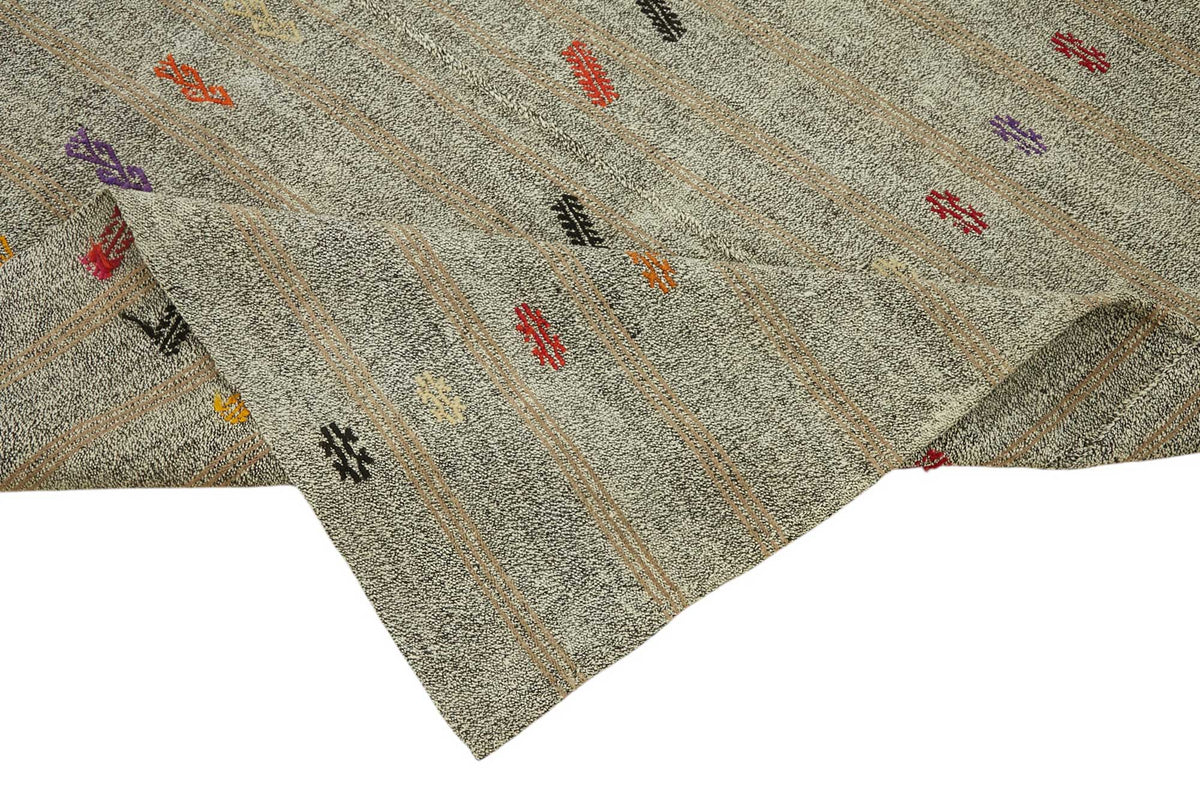 Truvo Geometrik Kilim Çok Renkli Etnik Desenli 177x244 cm – kenar detayı