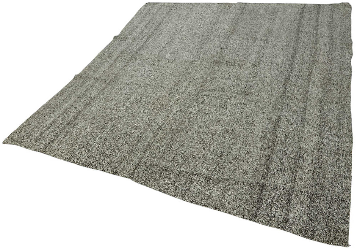 Truvo Gri Düz Modern Keçi Kılı El Dokuma Kilim 198x240 cm – doku yakın çekim