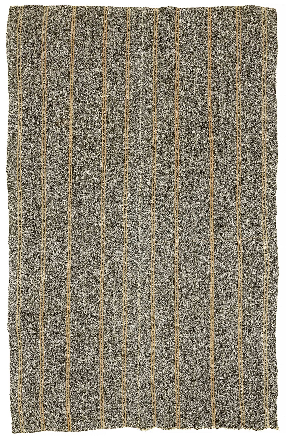 Truvo Gri Bej Çizgili Keçi Kılı Dokuma Modern Kilim 190x300 cm