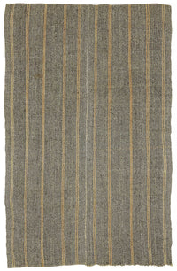 Truvo Gri Bej Çizgili Keçi Kılı Dokuma Modern Kilim 190x300 cm