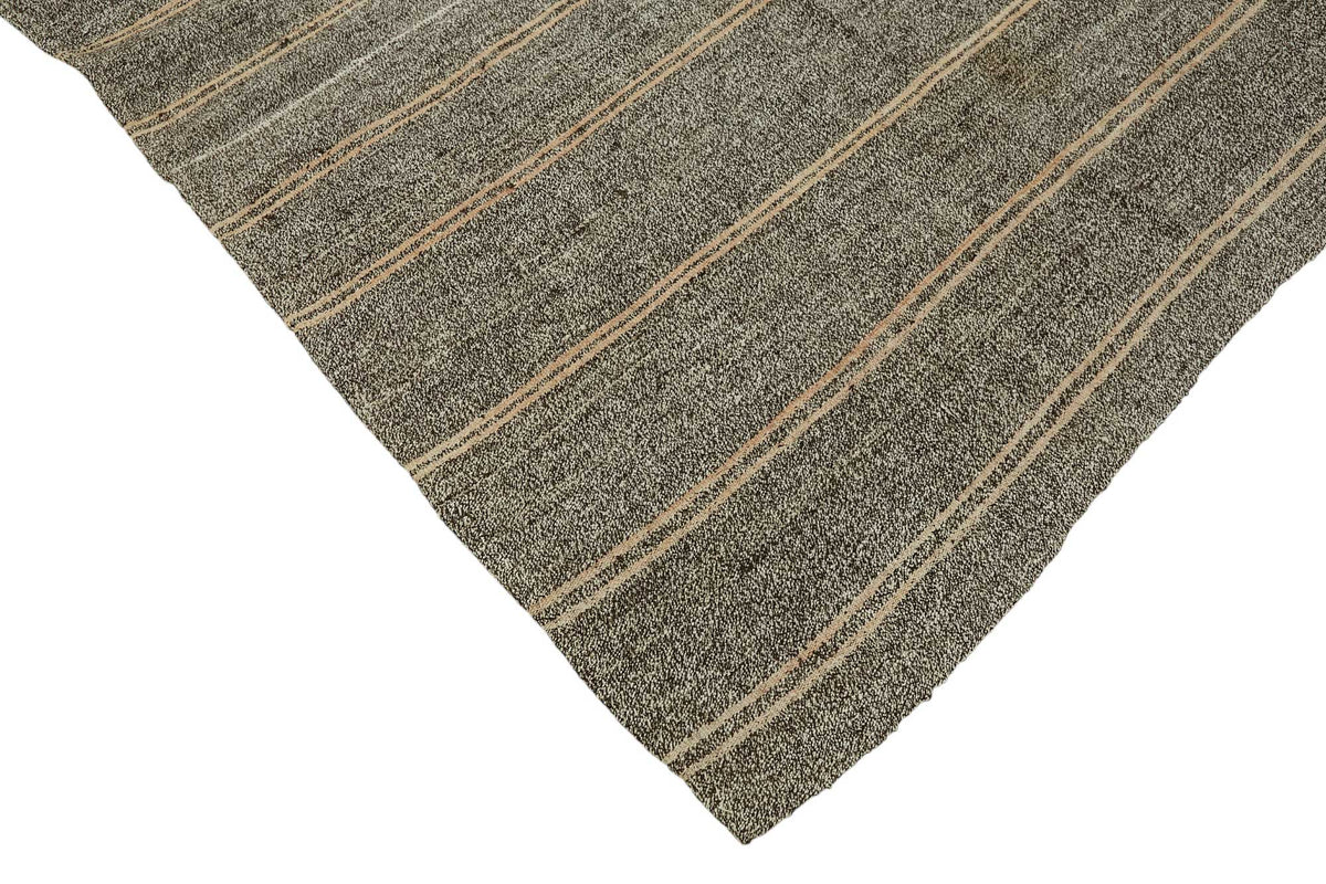 Truvo Gri Bej Çizgili Keçi Kılı Dokuma Modern Kilim 190x300 cm – detay görünümü