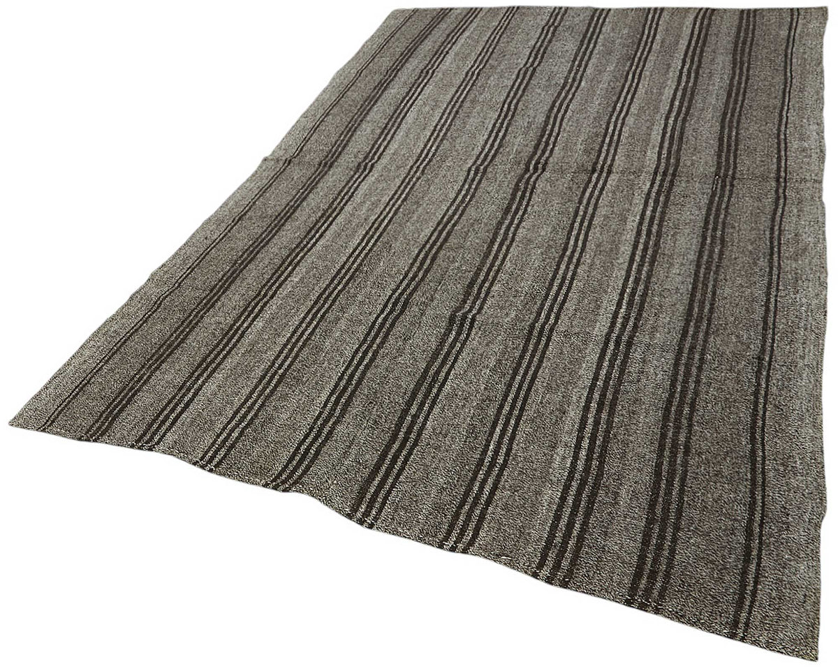 Truvo Modern Kilim Antrasit Gri Çizgili El Dokuma 181x290 cm 47222 – doku yakın çekim