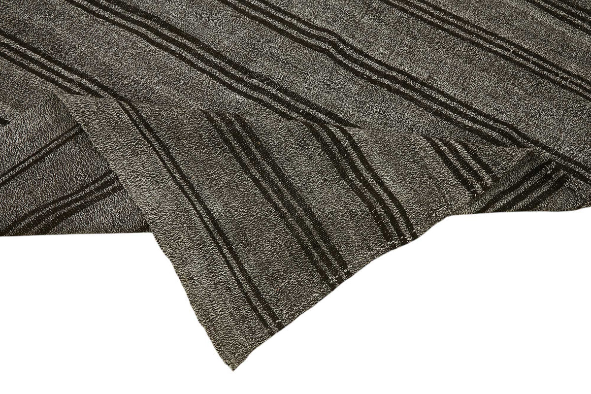 Truvo Modern Kilim Antrasit Gri Çizgili El Dokuma 181x290 cm 47222 – kenar detayı
