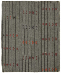 Truvo Gri Siyah Geometrik Desenli Keçi Kılı Kilim 216x263 cm