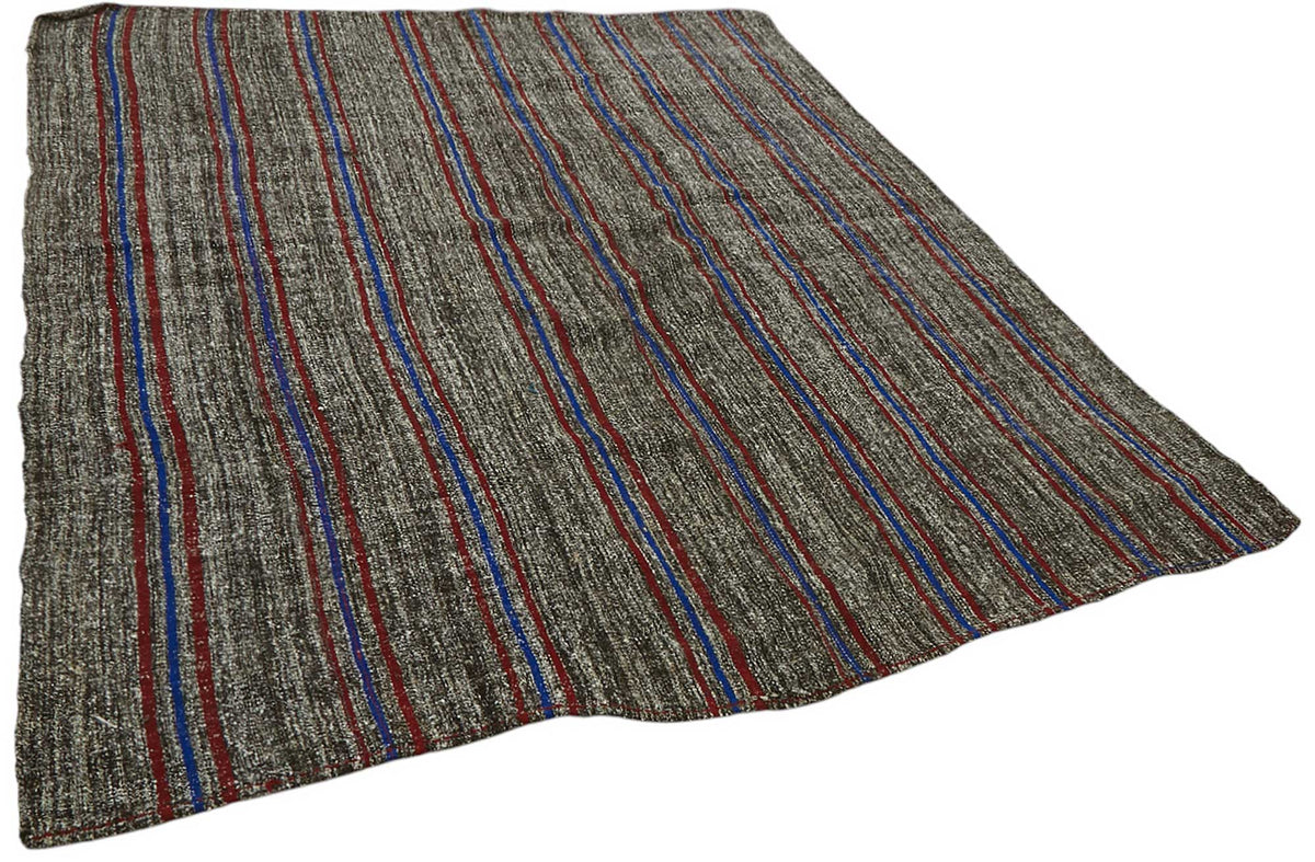 Truvo Kıl Kilim Gri Lacivert Çizgili Modern Dokuma 202x244 cm 47226 – genel görünüm