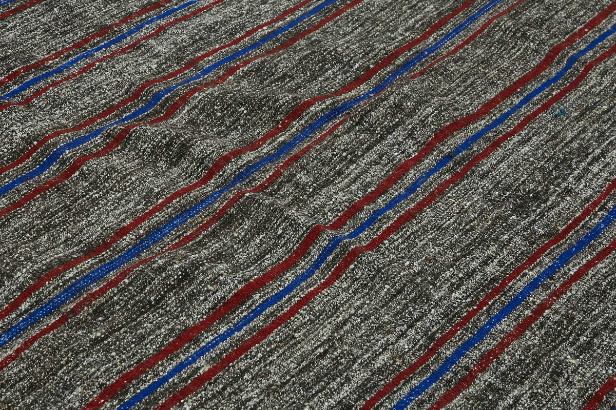 Truvo Kıl Kilim Gri Lacivert Çizgili Modern Dokuma 202x244 cm 47226 – mekânda kullanım