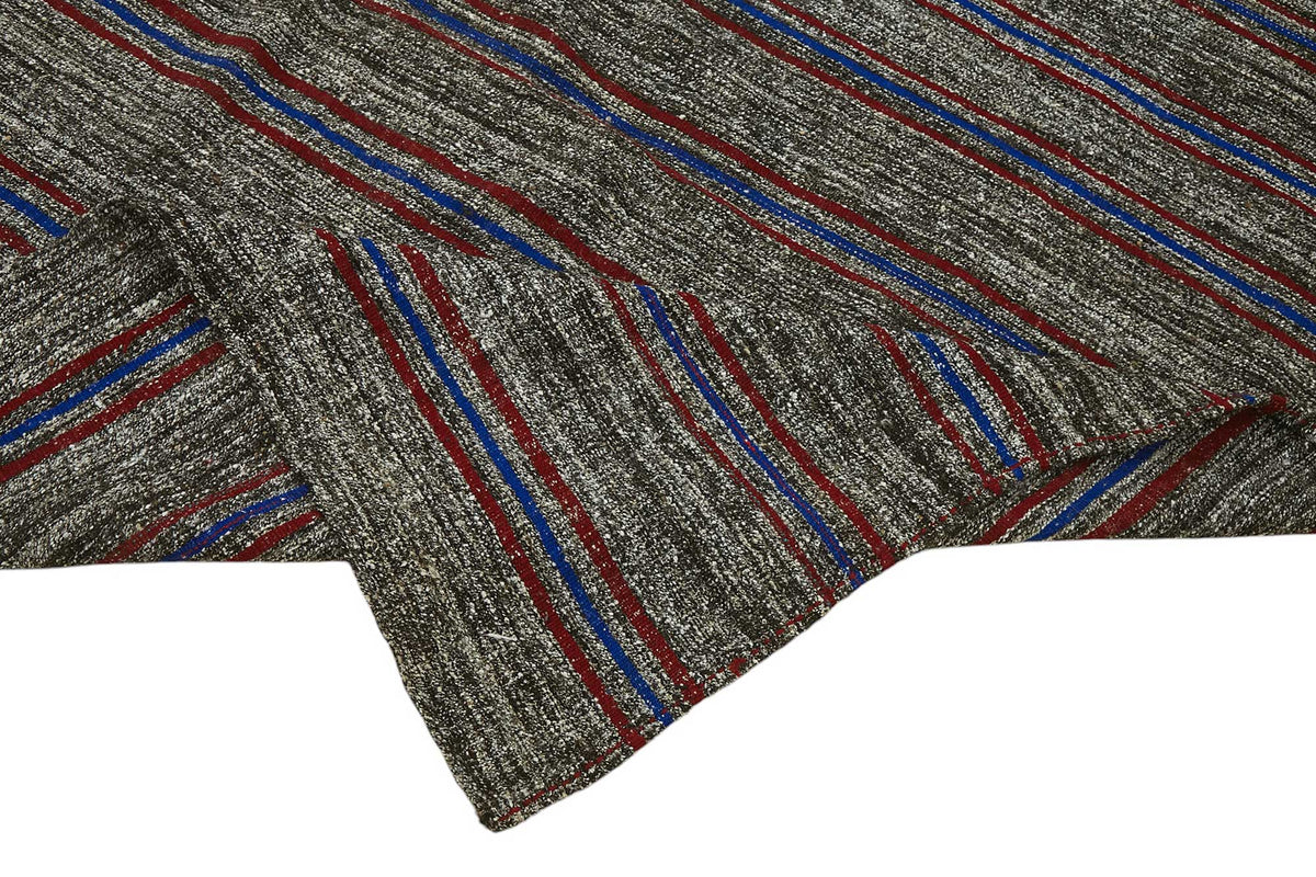 Truvo Kıl Kilim Gri Lacivert Çizgili Modern Dokuma 202x244 cm 47226 – kenar detayı