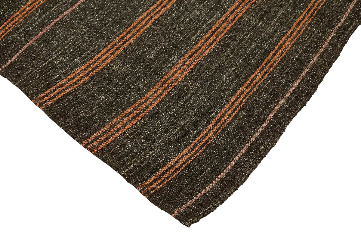 Truvo Kahverengi Turuncu Çizgili Keçi Kılı Kilim 200x251 cm – detay görünümü