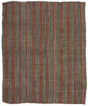 Truvo Gri Kırmızı Çizgili Etnik Keçi Kılı El Dokuma Kilim 205x251 cm
