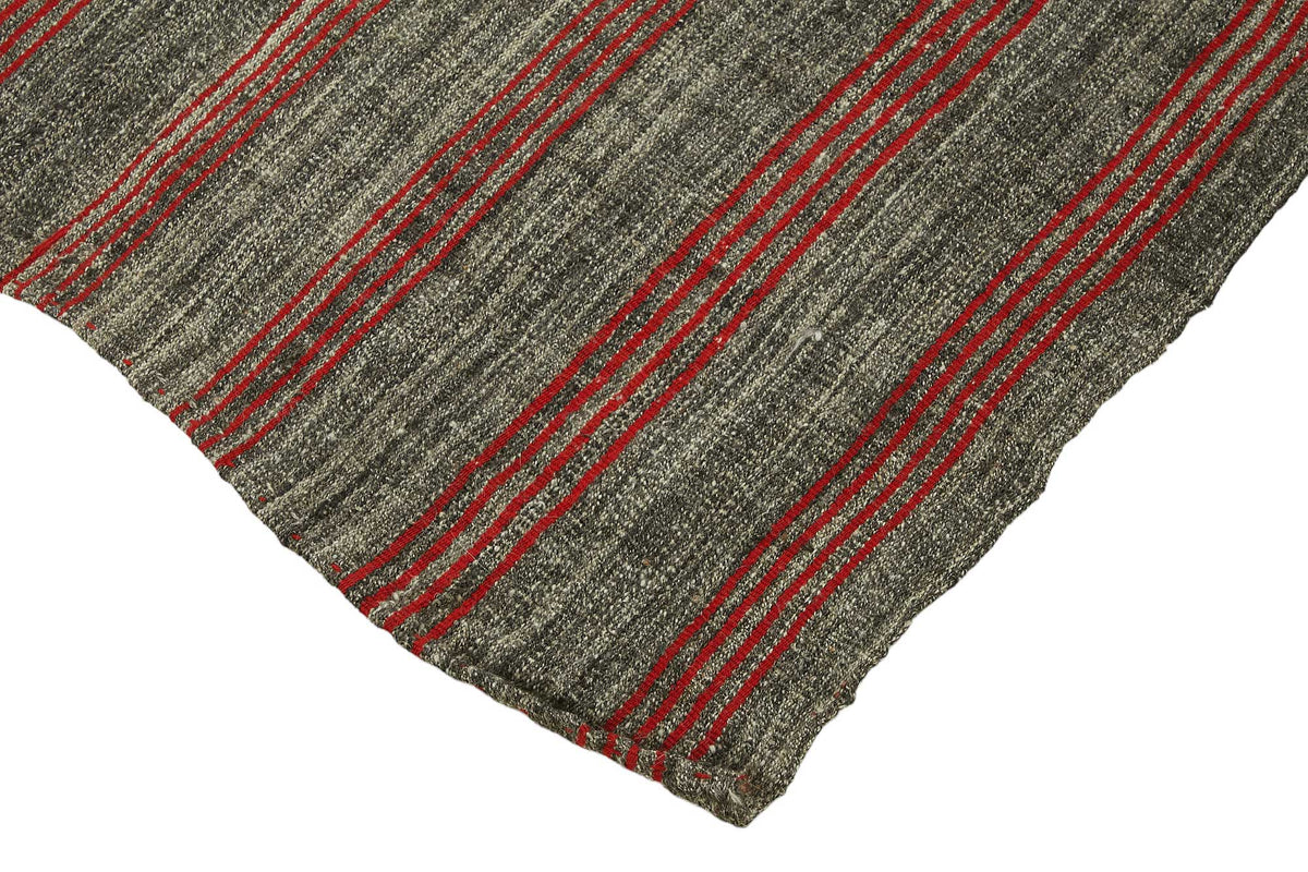 Truvo Gri Kırmızı Çizgili Etnik Keçi Kılı El Dokuma Kilim 205x251 cm – detay görünümü