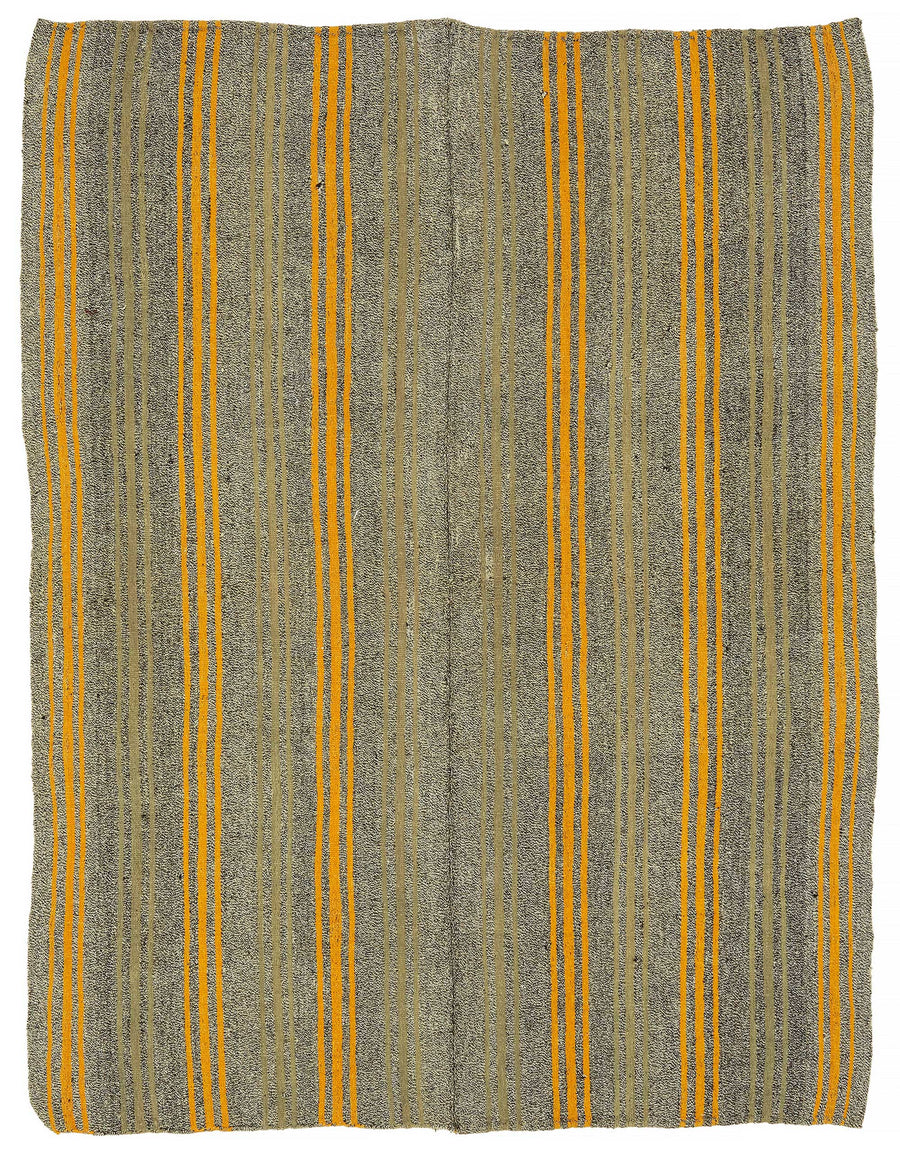 Truvo Gri Turuncu Çizgili Keçi Kılı El Dokuma Kilim 180x226 cm