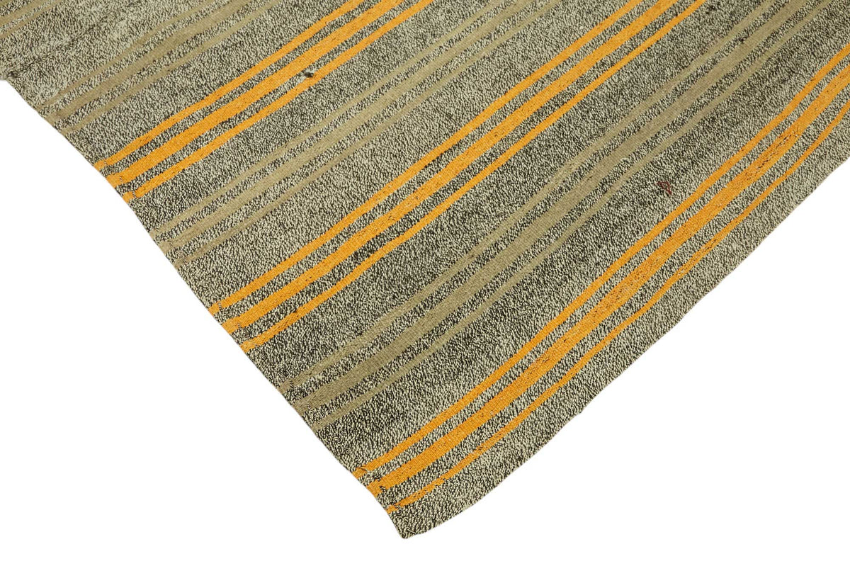 Truvo Gri Turuncu Çizgili Keçi Kılı El Dokuma Kilim 180x226 cm – detay görünümü