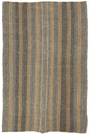 Truvo Antrasit Gri ve Taba Çizgili Keçi Kılı Kilim 161x245 cm