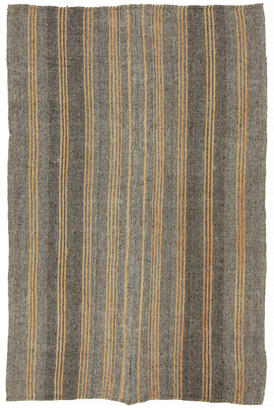 Truvo Antrasit Gri ve Taba Çizgili Keçi Kılı Kilim 161x245 cm