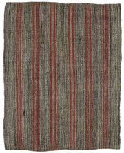Truvo Gri Kırmızı Çizgili Keçi Kılı El Dokuma Kilim 165x208 cm