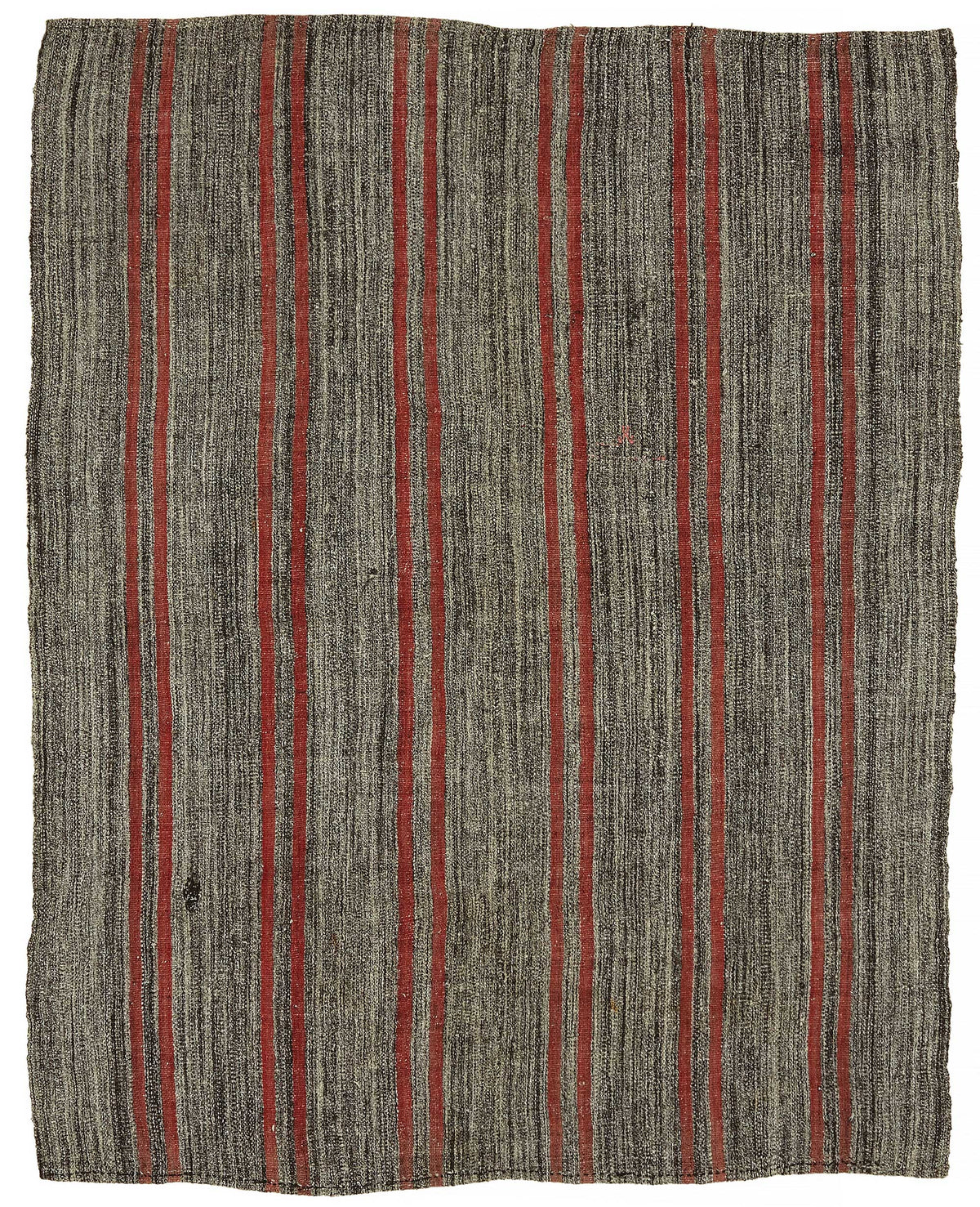Truvo Gri Kırmızı Çizgili Keçi Kılı El Dokuma Kilim 165x208 cm