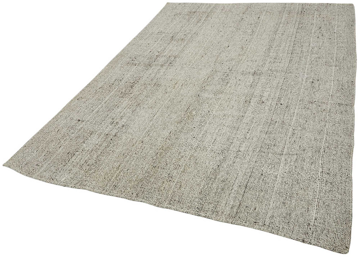 Truvo Bej Gri Desensiz Modern Keçi Kılı El Dokuma Kilim 200x272 cm – doku yakın çekim