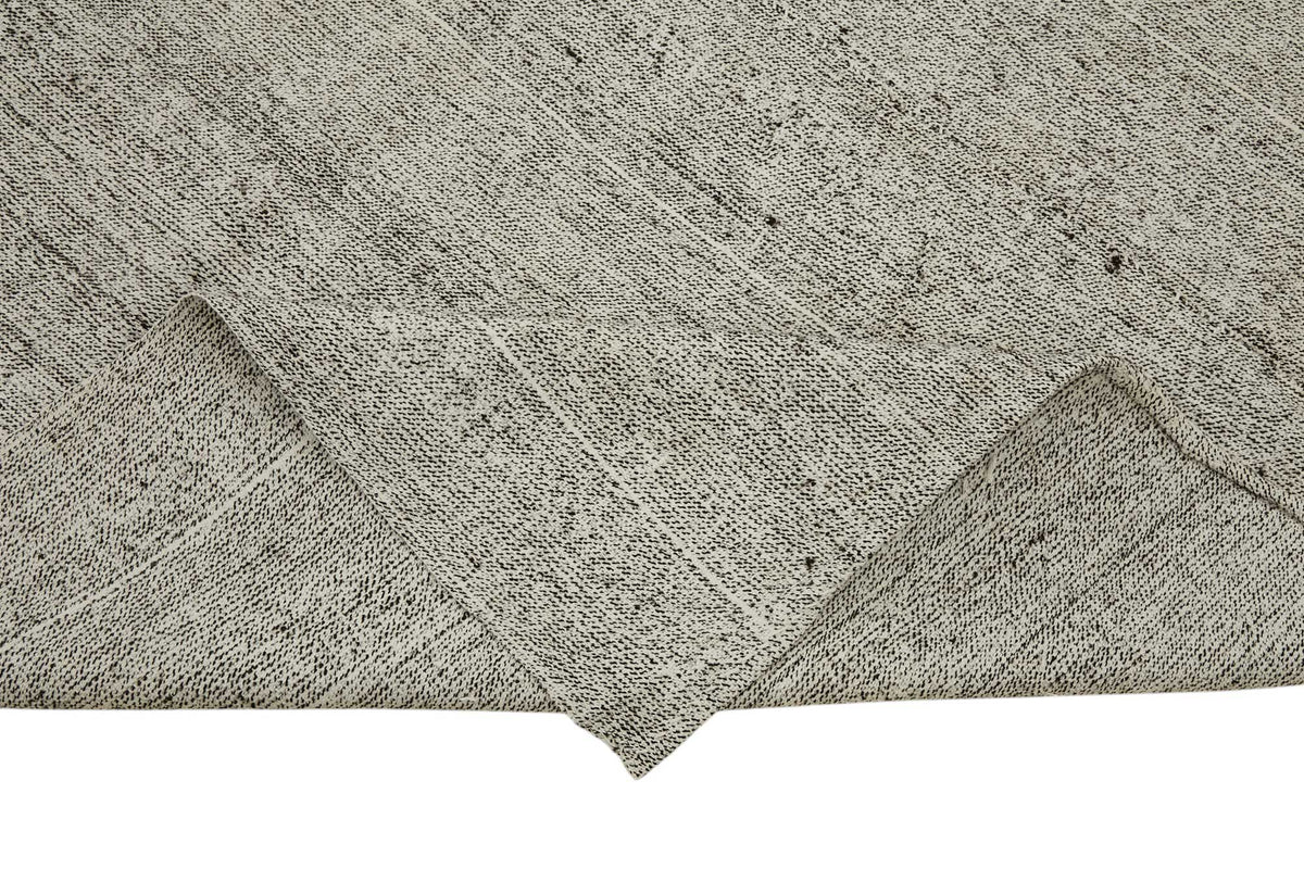 Truvo Bej Gri Desensiz Modern Keçi Kılı El Dokuma Kilim 200x272 cm – kenar detayı