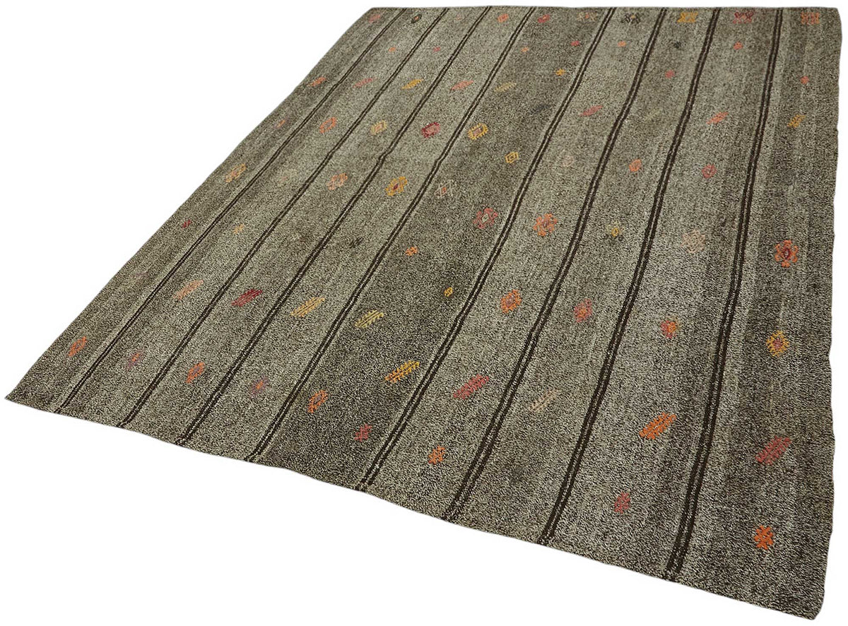 Truvo Geometrik Kilim Kırmızı ve Turuncu Desenli 178x226 cm 47234 – doku yakın çekim
