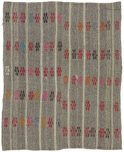 Truvo Geometrik Desenli Çok Renkli Gri Beyaz Kıl Kilim 176x217 cm