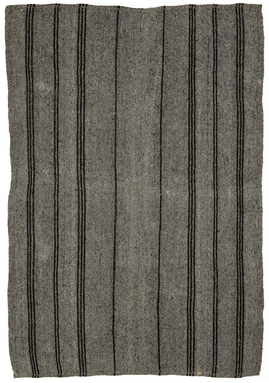 Truvo Keçi Kılı Çizgili Siyah Gri El Dokuma Kilim 198x282 cm 47237