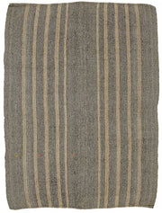 Truvo Gri Bej Çizgili Keçi Kılı El Dokuma Kilim 202x265 cm