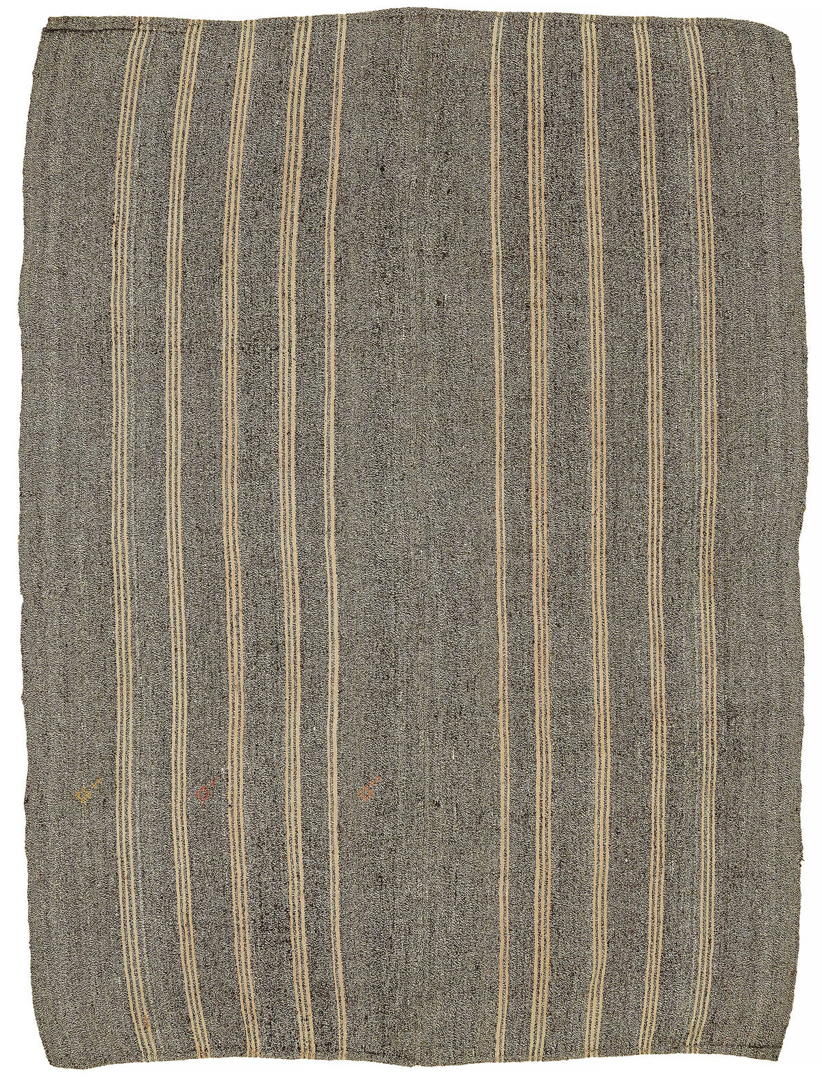 Truvo Gri Bej Çizgili Keçi Kılı El Dokuma Kilim 202x265 cm