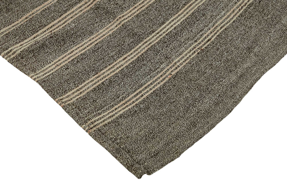 Truvo Gri Bej Çizgili Keçi Kılı El Dokuma Kilim 202x265 cm – detay görünümü
