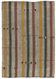 Truvo Çizgili Kilim Gri ve Çok Renkli El Dokuma 133x187 cm 47239